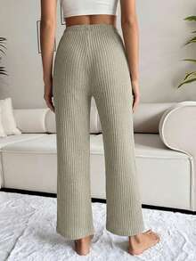 WovenCharm 100%Cotton 3 Pcs Solid Knit Pant Set Cotton Blend Pants Comfortable Pants Ribbed Knit Pants - Multicolor - View 14