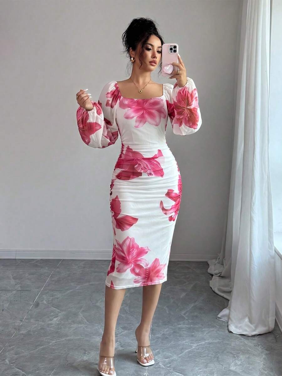 Rafferiza 褶皱修身休闲度假波西米亚风连衣裙(女款) - 彩色 - 查看 1