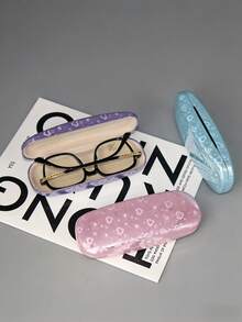 Joivida Heart Pattern Hard Shell Eyeglass Case, Premium PU Leather Waterproof Wear-Resistant Anti-Pressure Fashion Glasses Storage Box, Portable Lightweight Glasses Case For Men, Women & Students, Fashionable Iridescent Design, 3 Cute Colors Optional - Multicolor - View 5