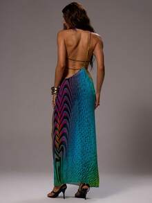 MUSERA Chiffon One Shoulder High Leg Slit Maxi Dress Long Dress One Strap Open Back Sexy Summer Spring Rave Beach Festival Holiday Vacation Ibiza Party Going Out Urchin - Yellow - View 4