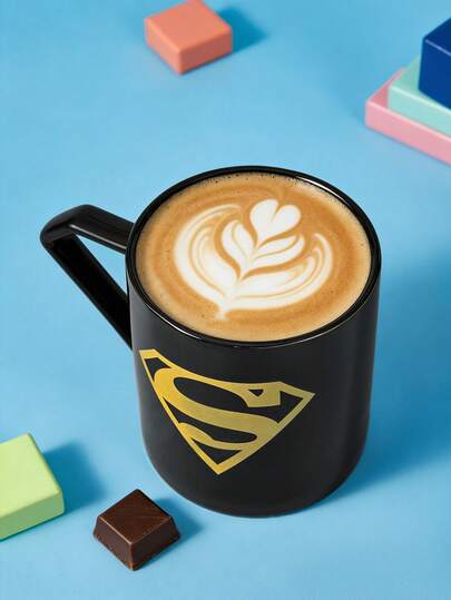 SUPERMAN X SHEIN 1 15.22oz/400ml Styling Handle Ceramic Mug, Cold And Heat Resistant, Can Be Used In Dishwasher, Suitable For Hot And Cold Beverages Such As Water, Milk, Juice, Coffee, Tea, Etc.