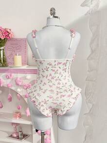 PetitDoll 女士性感针织罗纹提花印花荷叶边连体裤 - 彩色 - 查看 2