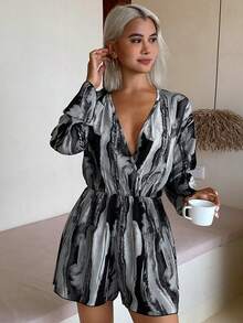 Livesso Women's Casual Printed Jumpsuit Pajamas - Grey - View 4