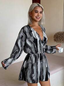 Livesso Women's Casual Printed Jumpsuit Pajamas - Grey - View 5