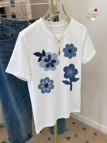 Modelyn 女士休闲简约圆领短袖宽松T恤 - 彩色 - 查看 5