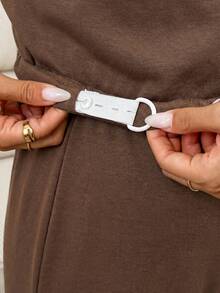 SHEIN 2pcs Maternity Set: Solid Color Sleeveless Top And Pants - Coffee Brown - View 5