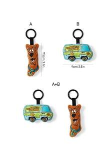 SCOOBY-DOO X SHEIN 1Pc Plush Keychain, Exquisite Embroidery, Soft Material, With Round Keychain, Can Be Hung On Bags, Backpacks And Keys. - Multicolor - View 3