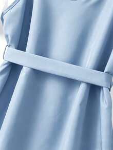 GlowEve CURVE Plus Size Color Block Splice Casual Commuter 2 In 1 Dress - Blue - View 3