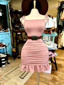 NostaNoir Women's Short Brown Hollow-Out Back Dress - Dusty Pink - View 2