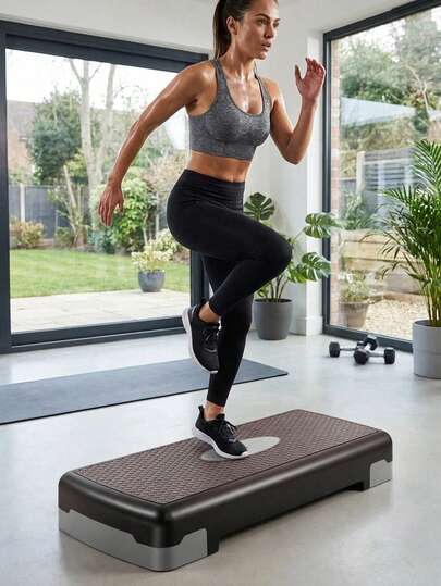 Plataforma de stepping ergonómica para yoga - Plataforma de fitness, adecuada para aeróbic y ejercicio. Superficie antideslizante, apta para fitness en casa, fitness grupal, entrenamiento en gimnasio, yoga y ejercicio aeróbico. Estructura duradera, equipo de fitness para el hogar, equipo deportivo, equipo de ejercicio de alta intensidad, diseño moderno