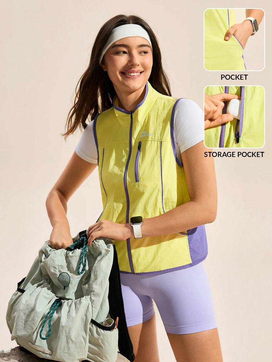 SHEIN In My Nature Chaleco/Chaqueta para mujer de exterior amarillo - Amarillo - Ver 1
