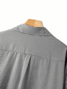 GlowEve CURVE 大码女式休闲宽松条纹翻领3D立体花卉装饰纽扣长袖衬衫，通勤百搭 - 黑與白 - 查看 3