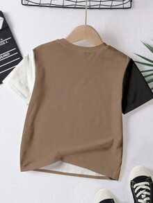 SHEIN Baby Boy Casual Minimalist Round Neck Letter Print Short Sleeve Top, Suitable For Summer - Multicolor - View 7