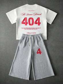 PAVTROS Men's New Design Letter Print Sports T-Shirt And Pants Set - White - View 1