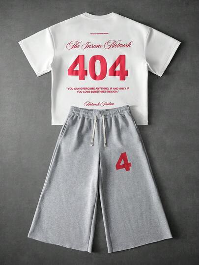 PAVTROS Men's New Design Letter Print Sports T-Shirt And Pants Set