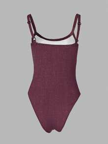 INAWLY Bodysuit Kasual Musim Panas Wanita untuk Klub Malam Warna Ungu Tua - MultiWarna - View 2