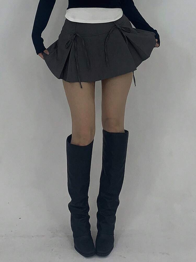 Women's Summer Fashion Bow Decor Pleated A-Line Skirt Y2k