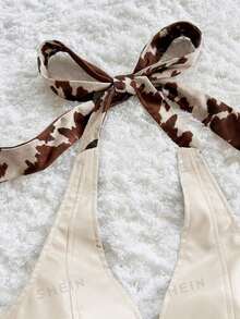 Soleia 女士扎染镂空腰带系带露背上衣 - 杏色 - 查看 5