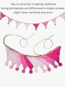 1 Pack 10pcs Cotton Triangle Pennant Flags With Pom Poms, Boho Style Bunting Banner, Suitable For Birthday Party Decor, Wall Hanging, Wedding, Baby Shower, Home Room Decoration - multicolor - View 15