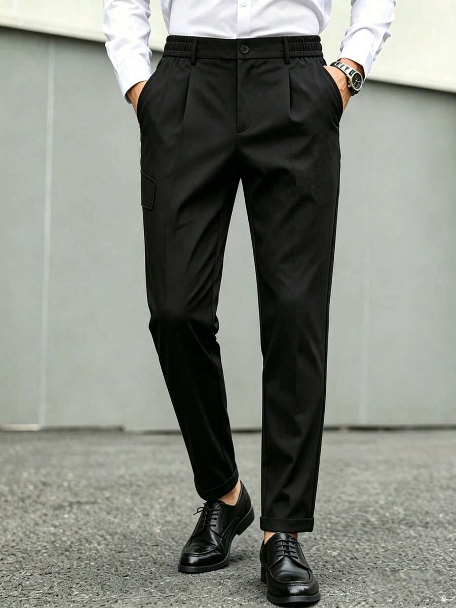 Manfinity Bizformal 男士灰色商务西装裤,春夏款 - 深灰色 - 查看 1