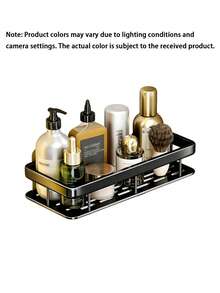 Rust-Proof Polished Metal Bathroom Shelf, Aluminum Storage Rack, Wall-Mounted Drill-Free Shower Caddy, Bathroom Organizer, Kitchen Rack, Can Be Wall-Mounted In Bathroom And Kitchen, For Storing Shampoo, Conditioner, Spices, Toiletries And Cosmetics, Perforated Drainage Design, Ideal Bathroom Accessory, Bathroom Storage And Organization, Perfect Home Decor And Bathroom Storage Decoration - Multicolor - View 10