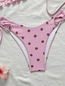 Swim Mod 3pcs Women's Summer Beach Golf Halter Tie Sexy Bikini Top And Triangle Bottoms Swimwear Set White - Pink - View 4