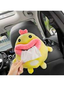 Zazumi 1Pc/2Pcs Car Tissue Box, Cute Cartoon Plush Armrest Box Tissue Holder, Hanging Drawer Paper Box For Car Interior Decoration - View 4