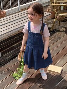 Dazy Kids Young Girl' Cute Denim Pinafore Dress Sun Dresses - Blue - View 7