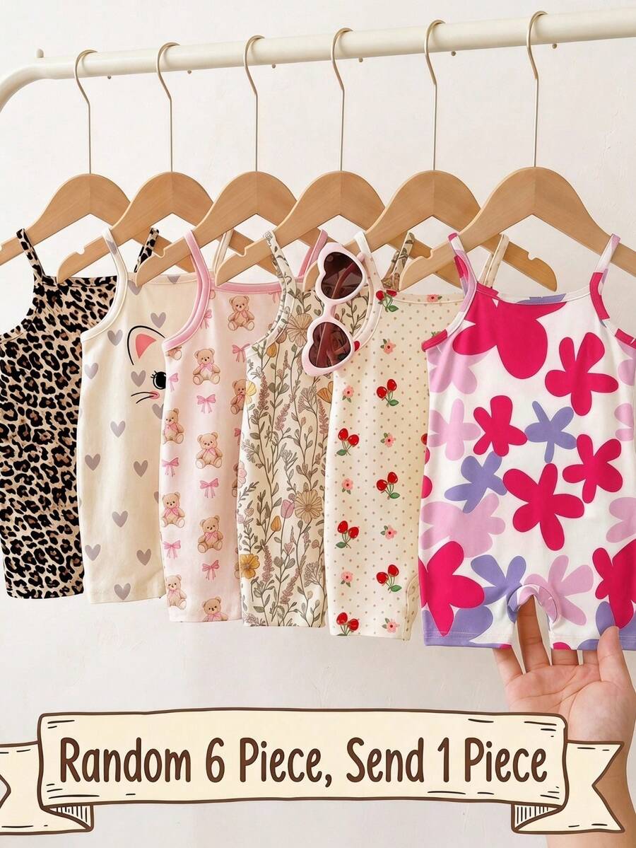 SHEIN Baby Girl Floral Print Casual Jumpsuit, Fashionable Holiday Style For Summer - Pink - View 1