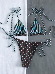 Swim Vcay Bộ bikini 2 mảnh gợi cảm thời trang, ngọt ngào, thắt nơ vai, không gọng, có đệm mút tháo rời dành cho nữ, thích hợp cho bãi biển và sân bay. - Nhiều màu - Xem 2