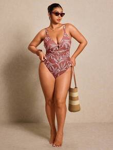 Elaquor Plus Size One-Pieces Summer Beach Vacation - Multicolor - View 6