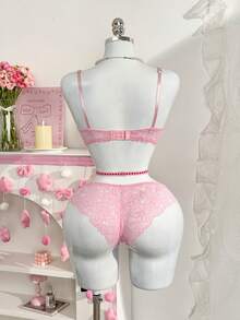 PetitDoll 甜心蕾丝性感连体裤 - 粉色 - 查看 2