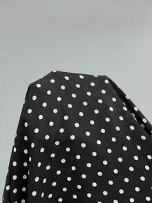 SHEIN Tall 女士波点印花不对称下摆无袖上衣和半裙优雅两件套春季波点两件套黑色约会之夜 - 黑與白 - 查看 7