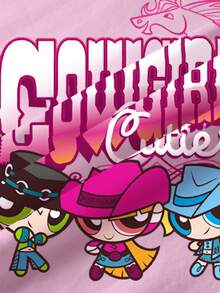 THE POWERPUFF GIRLS X SHEIN Áo thun ngắn tay cổ tròn dáng thường ngày dành cho bé gái tuổi teen - - trắng - Xem 6