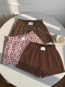 SHEIN EZwear 3件套女士休闲迷彩印花短裤套装，梭织面料，舒适日常穿着 - 彩色 - 查看 5