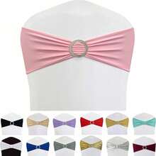 10 Pieces Set Of Spandex Chair Waistband, Bowknot Waistband, Premium Elastic Chair Cover With Buckle Slider, Elastic Chair Strap Suitable For Wedding And Event Decoration, Banquet Decoration, Chair Bow Chair Decoration, Decorative Chair Cover, Chair Back Cover - Multicolor - View 5
