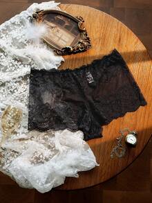 Divavoom Plus Size Women Sexy Lace Briefs - Black - View 8