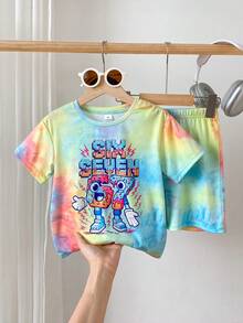 SHEIN Set Kaos Lengan Pendek dan Celana Pendek Motif Pisang Kartun untuk Anak Laki-Laki - MultiWarna - View 4