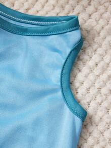 1 Coconut Tree Letter Printed Pet Vest, Casual Style, Gentle And Breathable Pet Clothing, Blue - Multicolor - View 2