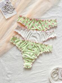 PetitDoll 3pcs/Set Women's Contrast Color Trim Triangle Panties - Multicolor - View 4