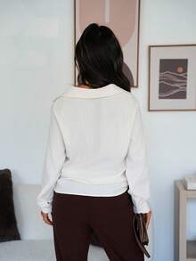 SAYEHFBABY Lässiges, legeres Streetstyle Damen Langarmhemd, Herbstmode für Frauen - Beige - Übersicht 2