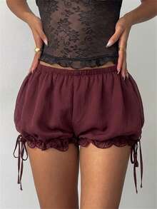 Aloruh Women's Solid Color Casual Girlisim Bud Shorts Shorts For Women Golf Pastal Summer - Brown - View 2