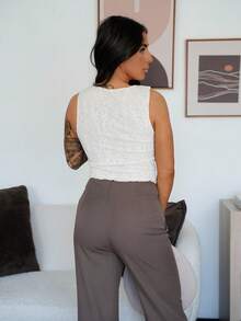 SAYEHFBABY Summer Lace Tops For Women, Vacation Wear Tops, Stylish And Elegant Vests,Mesh Top,Going Out Outfits,Ibiza Top,Island Vacation Outfits White Casual Holiday Resort - White - View 2