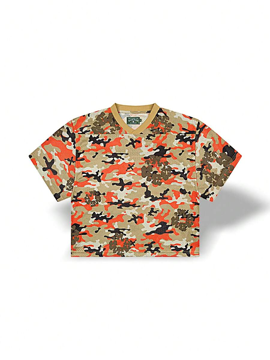 Sports Tee Denim Tears Camo Wreath Jersey Sweat Absorption Breathable Lightweight Soft Versatile Easy To Wash Daily Men Orange Beige Dark Green Brown Camo SS25TKJ12312164 - Màu cam / be / xanh lá cây đậm - Xem 1