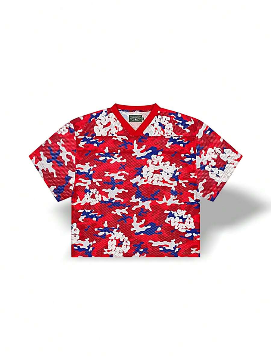 Denim Tears Sports Tee Camo Wreath Jersey Sweat Absorption Breathable Lightweight Soft Versatile Easy To Wash Running Men Red Camo SS25TKJ12312165 - Đỏ - Xem 1