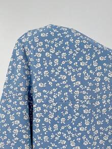 SHEIN EZwear 大码女式印花休闲派对度假吊带裙 - 藍色 - 查看 7
