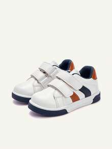 Cozy Pixies A Pair Of Four-Season Versatile Contrasting Color Splicing Brown Flat-Bottomed Casual Sneakers Fashionable Versatile Student Campus Boy Baby Sneakers - White - View 6