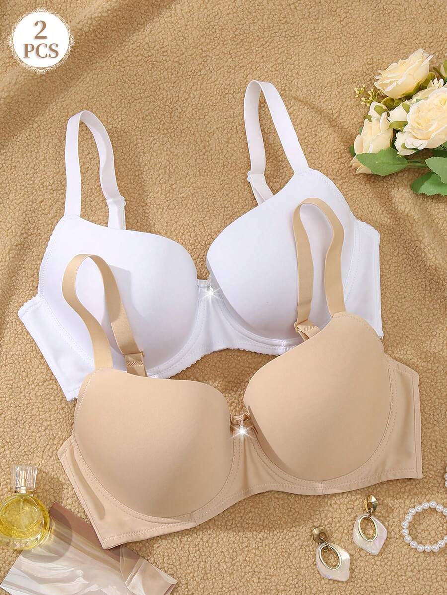 DesireSculpt 2pcs Plus Size Bras With Underwire - Multicolor - View 1