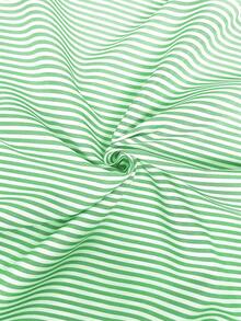 EMERY ROSE Plus Size Striped Print Off-Shoulder Dress - Green - View 7