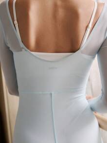 Aralina Bộ đồ thể thao năng động dành cho nữ, kiểu dáng thể thao, chất liệu lưới, lớp ngoài lót trong hai lớp, thích hợp cho tập gym và tập luyện. - Xanh và trắng - Xem 5